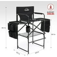 thumbnail image 3 of OmySalon Tall Folding Directors Chair with Side Table Storage Bag, Aluminum Frame 300 lbs Capacity, Portable Makeup Artist Bar Height, 19.7" D x 24.6" W x 45.7" H(Black), 3 of 7