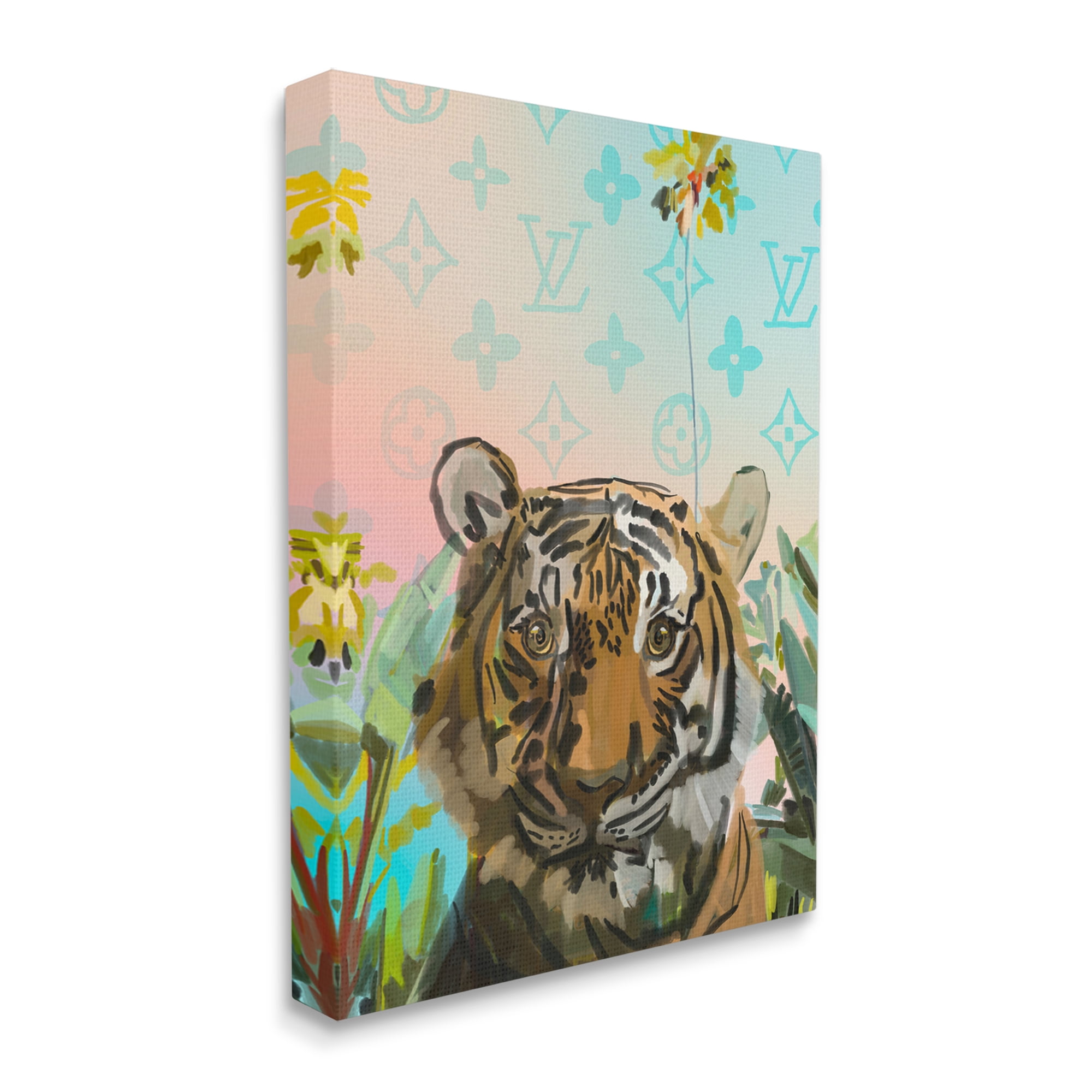 Stupell Industries Fashion Patterned Tiger Animals & Insects Painting Gallery Wrapped Canvas Print Wall Art, 16 x 20