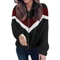 thumbnail image 1 of WREESH Womens Warm Lapel Coat Jacket Zipper Solid Splicing Long Sleeve Blouse Tops, 1 of 8