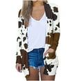 thumbnail image 2 of Usmixi Womens Cardigan Loose Comfy Breathable Fall Fashion Open Front Ladies Cardigan Outerwear Tops with Pocket Winter Trendy Cow Print Long Sleeve Blouses Coats Clothes, 2 of 6