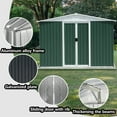 thumbnail image 4 of 8x6 Feet Green Metal Outdoor Garden Storage Shed with Apex Roof Aluminum Alloy Frame and Sliding Door for Secure Tool Equipment Storage, 4 of 6