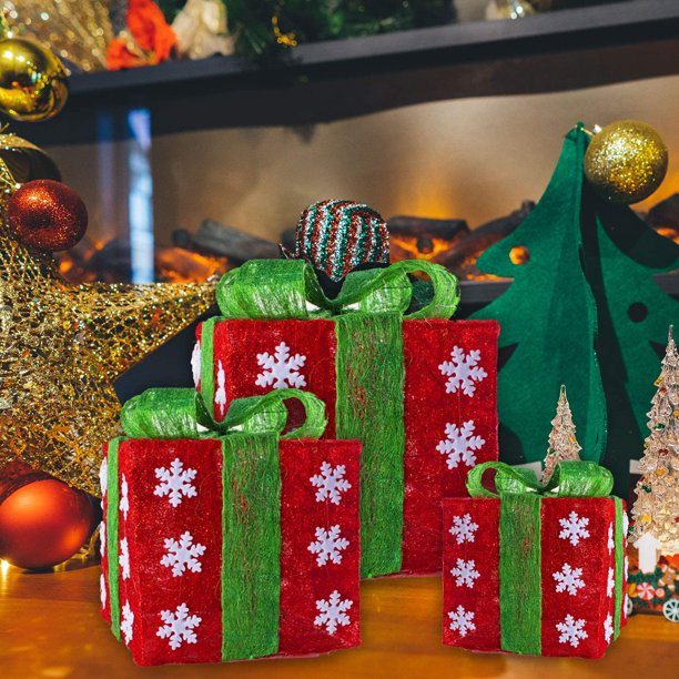 Lighted Gift Boxes Christmas Box Decorations, Present Box Decor for Under Xmas Tree Decorations