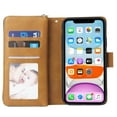 thumbnail image 3 of Dteck Case Compatible with iPhone 11,Magnetic Leather Wallet Case with 9 Card Slots Stand RFID Blocking Premium Zipper Protective Flip Leather Phone Cover with Wrist Strap,Brown, 3 of 5