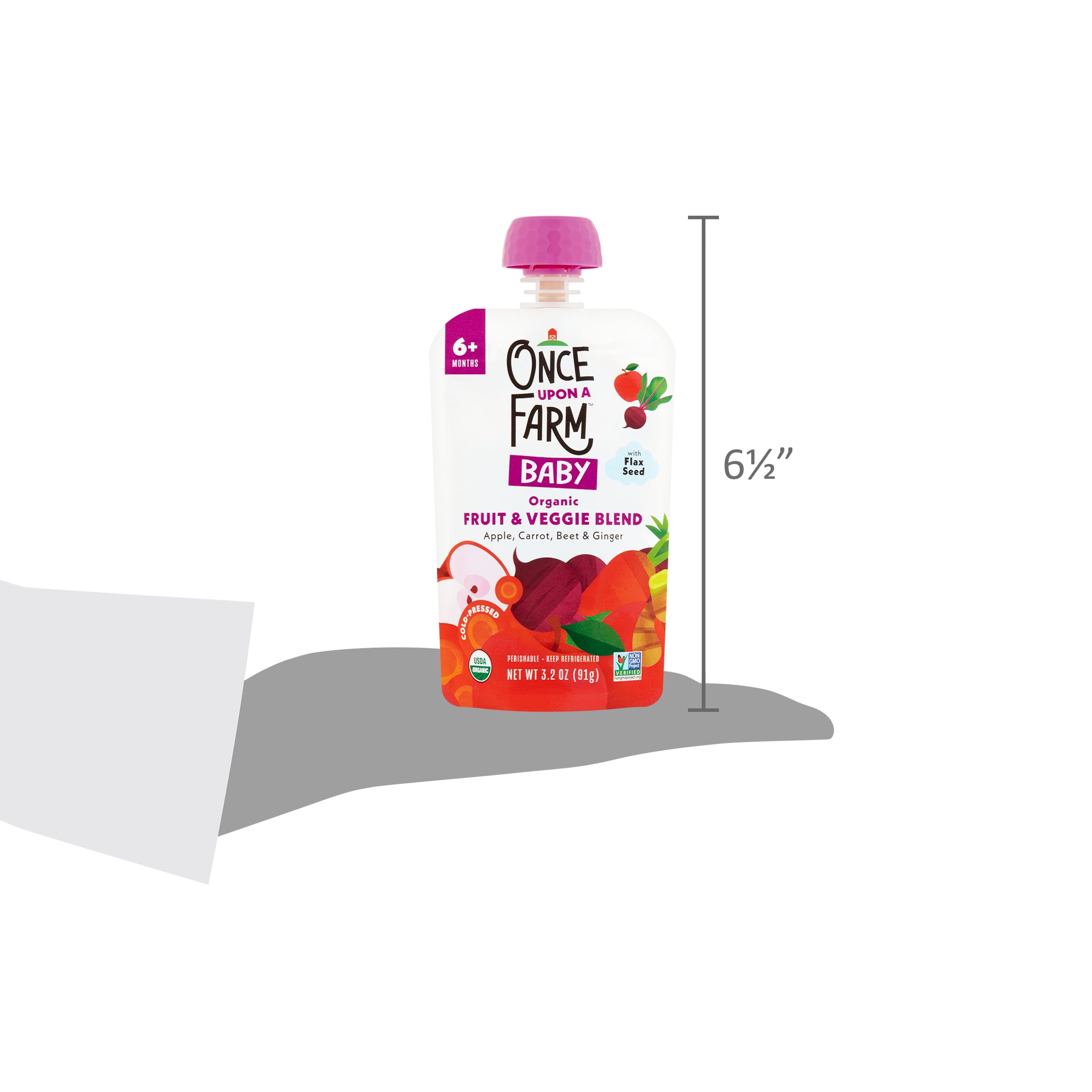 Once Upon a Farm Apple, Carrot and Beet Organic Baby Food Pouch, 3.2oz