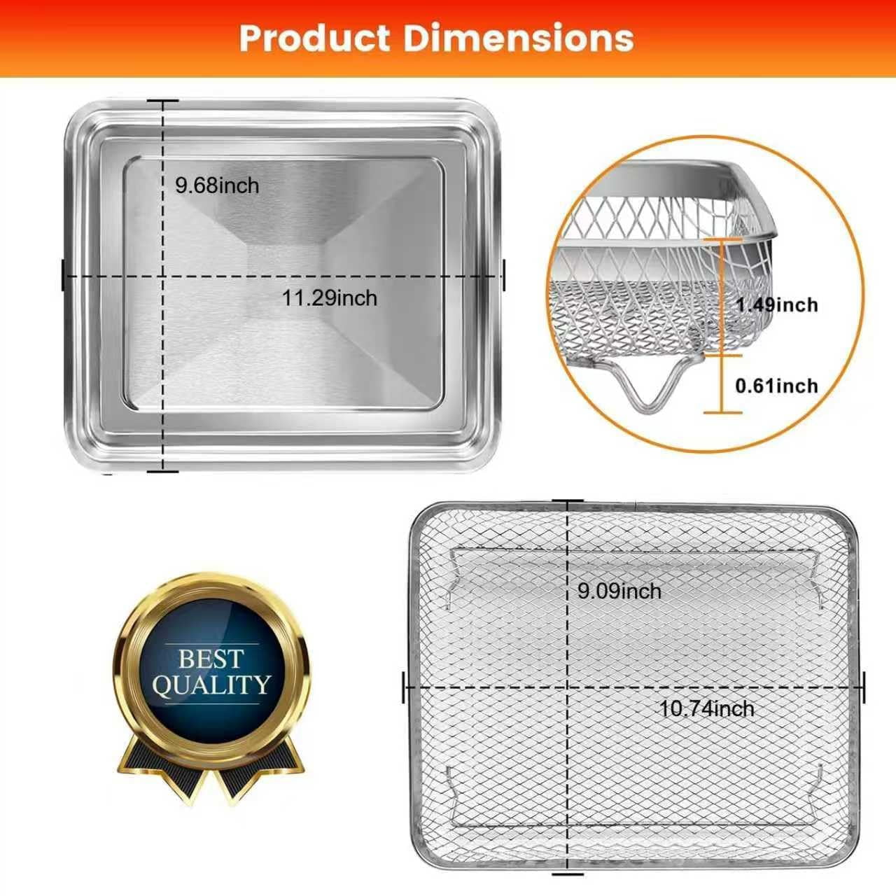 Air Fryer Tray Replacement for Cuisinart TOA-28 AFR-25 Toaster Air Fryer Convection Oven, 11.29 * 9.68'' Air Fryer Basket Wire Rack Accessories Parts