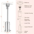 thumbnail image 2 of Patiojoy Outdoor 48000 BTU Standing Heater LP Propane Heater w/Wheels Silver, 2 of 9
