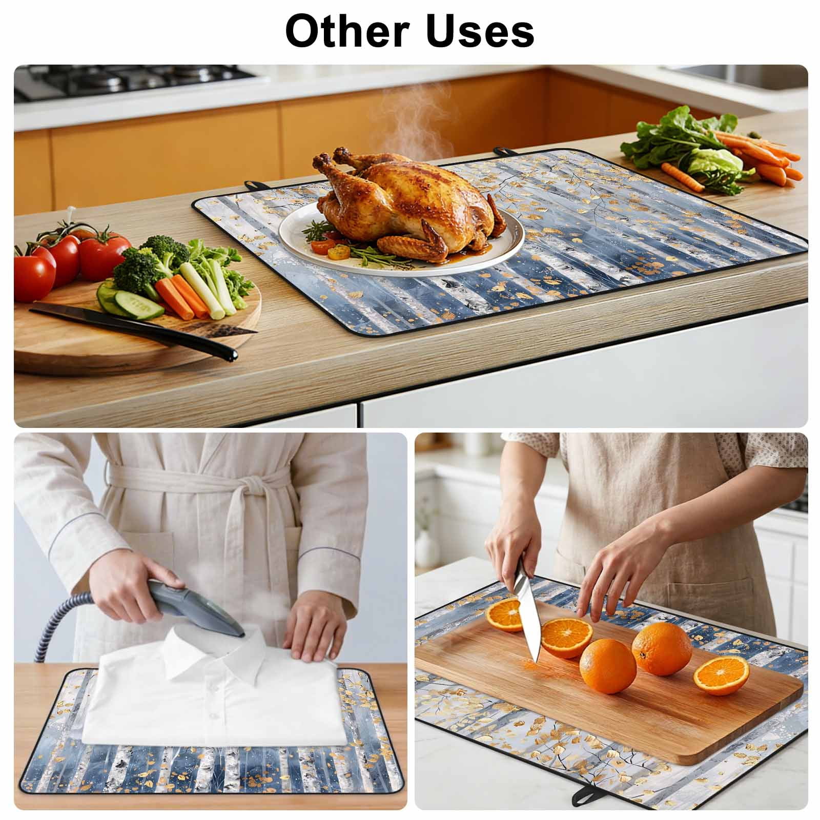 Yellow Blue Forest Stove Top Cover for Electric Stove, Heat-proof & Non Slip Glass Top Stove Cover Protector, Modern Oil Painting Art Kitchen Flat Cooktop Rubber Mat 36x21 Inches