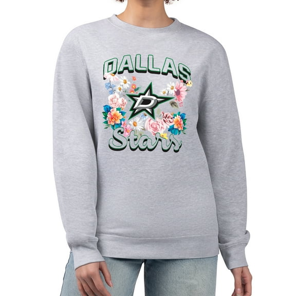 Women's G-III 4Her by Carl Banks Heather Gray Dallas Stars Flower Logo Pullover Sweatshirt