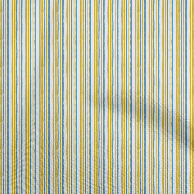 oneOone Cotton Poplin Yellow Fabric Stripes Sewing Material Print Fabric By The Yard 42 Inch Wide