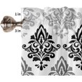 thumbnail image 5 of 3 Piece Grey Floral Gradient Kitchen Curtains, Tier and Valance Rod Pocket Window Curtains Set Baroque Victorian Vintage Cafe Curtains for Kitchen Valances Window Treatment 54X18in+27x36in×2, 5 of 5