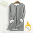 thumbnail image 2 of Hrsba Womens Winter Loose Sweatshirt Pocket Tops Long Sleeved Round Neck Full Zip Fleece Lined Warm Outerwear, 2 of 5