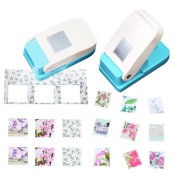 GIRACOA 2-Pack Craft Punch Set, Scalloped Rectangle & Square Paper Punch, Lever Action Decorative Edge Punch for Paper Crafting, Scrapbooking, Card Making, Journaling (Approx. 1x0.8" & 1x1")