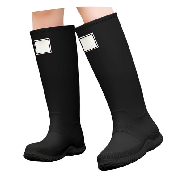 Leeye 36 Size Black Casual Rain Boots Long Non Toe Wet Weather Shine for Outdoor Water Indoor