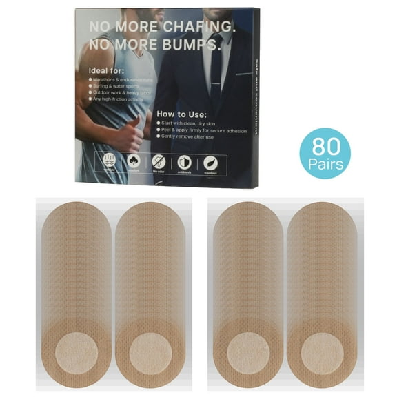 Men's Nipple Covers, 160Pcs (80 Pairs) No-Show Nipple Tape & Nip Guards for Runners, Perfect for Marathon & Gym Use