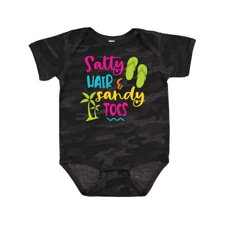 

Inktastic Spring Break Salty Hair and Sandy Toes with Sandals Gift Baby Boy or Baby Girl Bodysuit