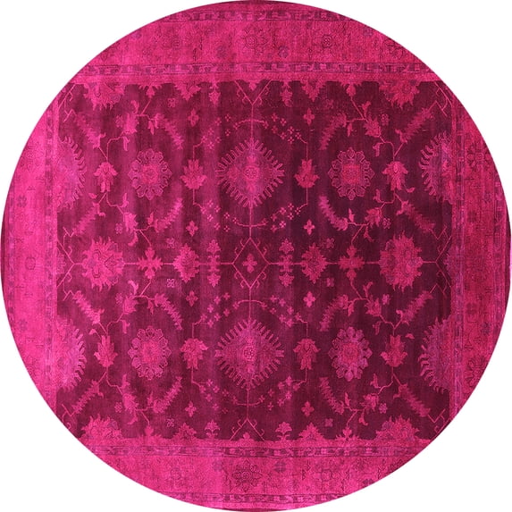 Ahgly Company Indoor Round Oriental Pink Industrial Area Rugs, 5' Round