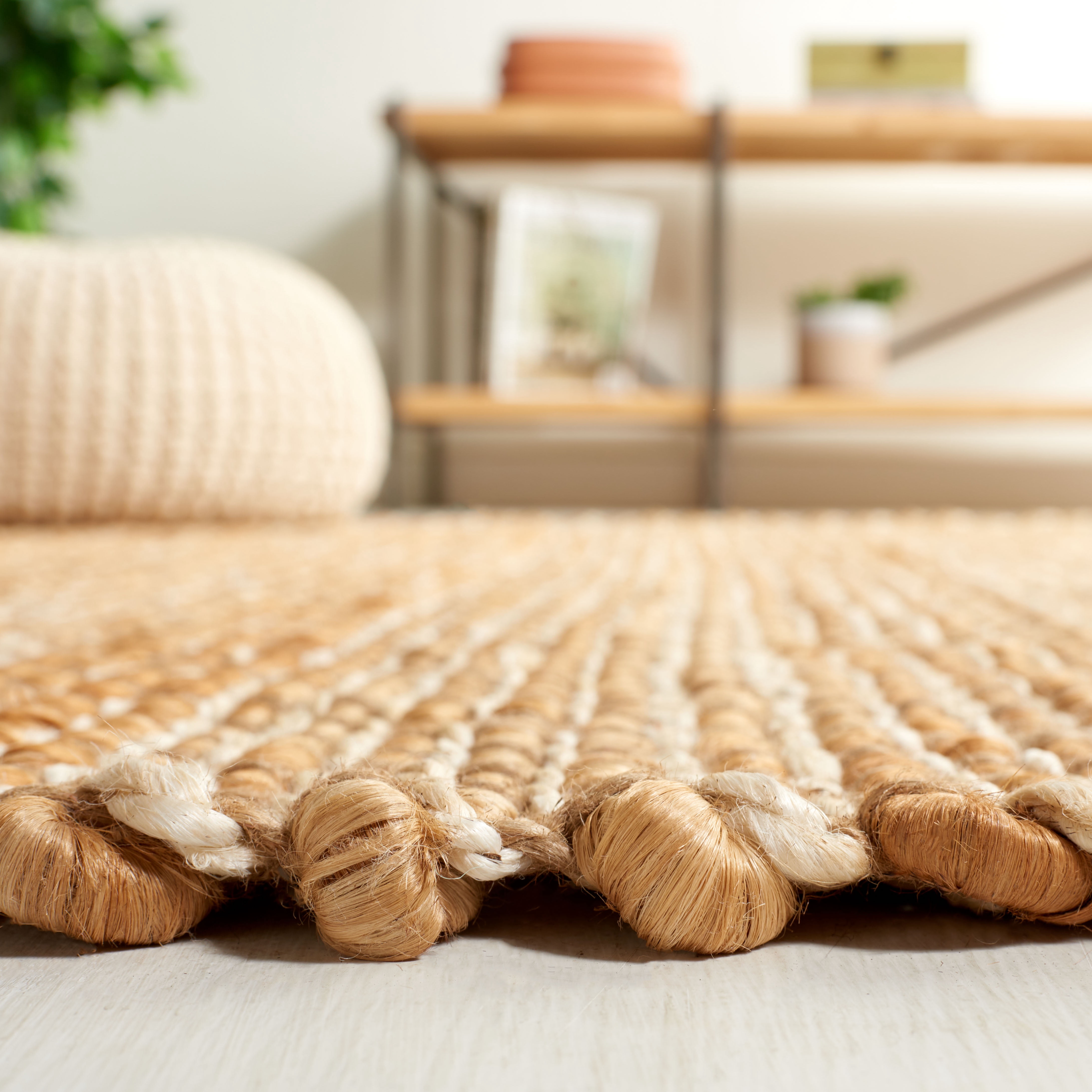 SAFAVIEH Natural Fiber Pierce Solid Area Rug, Natural/Ivory, 8' x 10'