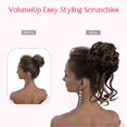thumbnail image 2 of 2PCS Messy Bun Hair Piece, Tousled Updo with Tendrils Hair Bun Extensions Wavy Curly Hair Wrap Ponytail Hairpieces Hair Scrunchies for Women HB010 Dasiy - Dark Copper, 2 of 12