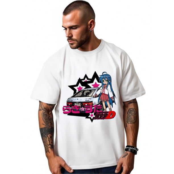 Anime Lucky Star Konata T-shirt Cartoon Women's Aesthetic Retro Car T-shirt Unisex Manga Printed Extra Large Top T-shirt