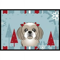 Caroline's Treasures BB1746MAT Winter Holiday Gray Silver Shih Tzu Door Mat, Indoor Rug or Outdoor Welcome Mat 18x27