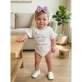 thumbnail image 4 of Cenuakty Baby Toddler Newborn Girl Summer Romper Letter Embroidery Ruffled Short Sleeve Jumpsuit with Cute Bow Headband Set, 4 of 9