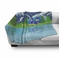 thumbnail image 3 of Happy Camper Soft Flannel Fleece Blanket, Outdoor Activity with Lake Mountain Forest and Trailer Summer Holiday Design, Cozy Plush for Indoor and Outdoor Use, 60" x 80", Multicolor, by Ambesonne, 3 of 6