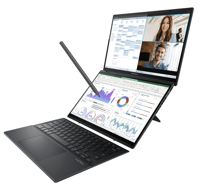 ASUS Zenbook Duo AI Powered 2-in-1 Laptop 14.0in Touchscreen OLED 2.8K Display (Intel Ultra 9-285H, 32GB LPDDR5X, 2TB PCIe SSD, Active Pen, Backlit KB, 2 Thunderbolt 4, Win 11 Home) w/USB-C Dock