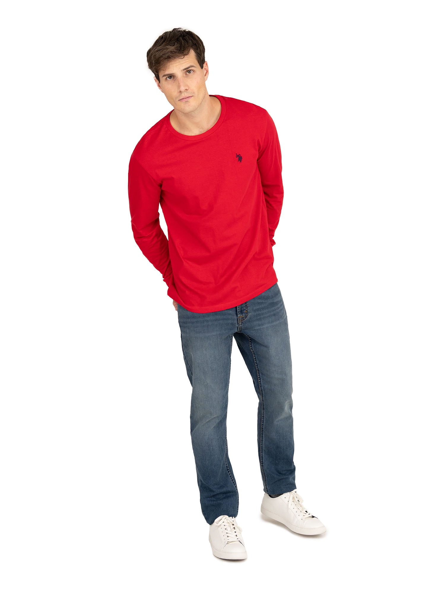 U.S. Polo Assn. Men's Cotton Crewneck Tee with Long Sleeves, Sizes XS-3XL