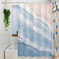 thumbnail image 3 of Blue Beach Waves Shower Curtain, 48" x 72", Nautical Coastal Abstract Gradient Ocean Wave Waterproof Bathroom Curtain Washable Shower Curtain Set with 12 Hooks, 3 of 8