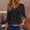 Black, variant on Women's Tops Button Down 3/4 Sleeve Henley V Neck Shirts Loose Fit Summer Beach Casual Blouse Yellow