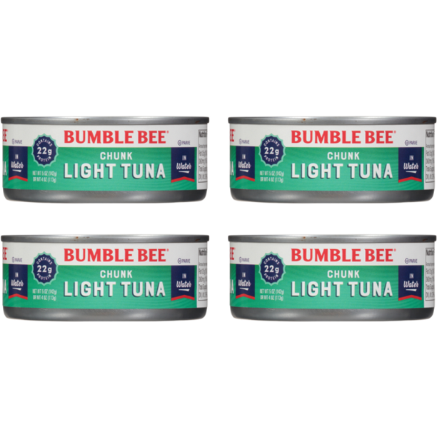 Bumble Bee Chunk Light Tuna in Water, 5oz Per Can Pack of 4