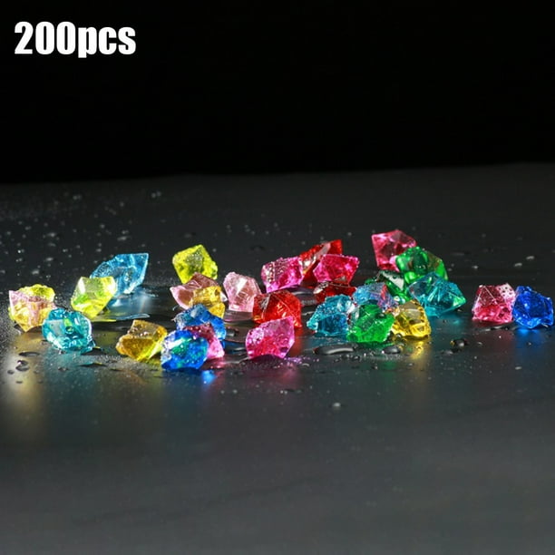 Ruibeauty 200Pcs Multicolored Fake Crushed Ice Rock Plastic Gems
