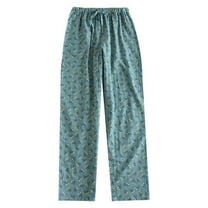 Defitshape Women's Drawstring Cotton Pajama Pants Full Cotton Pj Bottoms Loose Printed Peasant Home All Seasons Lounge Pants Blue Large
