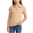 thumbnail image 2 of Lutiedan Boys Shirts Kids Short Sleeve V Neck Blouse Comfortable Stylish Solid Summer Basic Tee Tops on Holiday kids 5-15 Years, 2 of 7