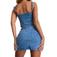 thumbnail image 4 of Lucakuins Faldas de mezclilla para mujer Verano Ajustable Sling Backless Slim Front Zipper Casual Tank Tops Lucakuins  S-XL, 4 of 10