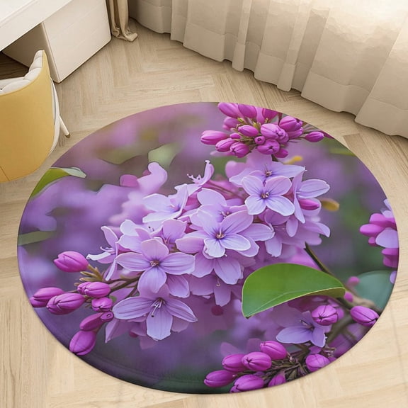 Colorful Flowers Round Area Rugs for Bedroom Living Room, 3FT Soft Indoor Circle Carpets, Carpet Home Decor Floor Mat