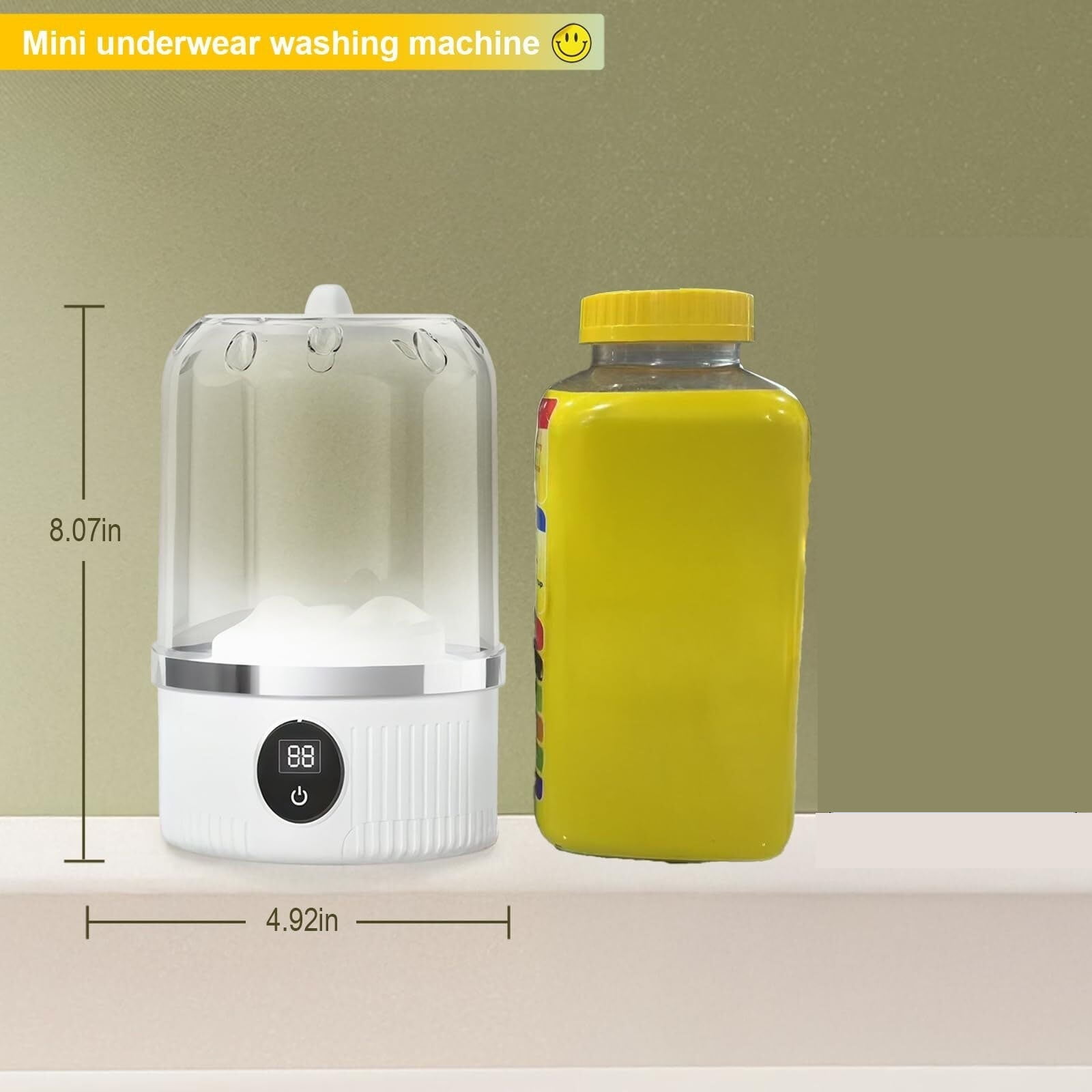 Underwear Washer,Portable Mini Washing Machine,Rechargeable Cordless Washing-Machine,Laundry Cup (white)