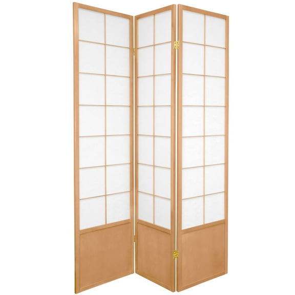 Oriental Furniture 6 Ft Tall Zen Shoji Room Divider, natural color, 3 panel