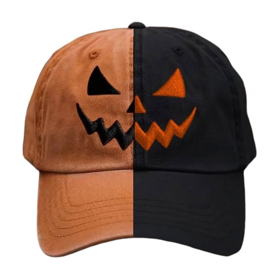 XIAOCHA Split Color Embroidered Dad Hat for Men Adjustable Hat Band Halloween Party Ball Cap for Outdoor Casual Hat,Orange