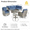 thumbnail image 2 of XIZZI 8 Pieces Wicker Patio Furniture with Swivel Rocking Chair Rattan Outdoor Conversation Set Patio Sectionals Set with Glowing Coffee Table for Porch, Diamond Blue, 2 of 10