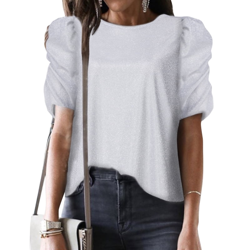 ladies white sparkly tops