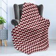 thumbnail image 4 of Geometric Soft Flannel Fleece Throw Blanket, Curved Lines with Bicolor Oval Shapes Abstract Flow Themed Pattern, Cozy Plush for Indoor and Outdoor Use, 50" x 70", Vermilion Grey White, by Ambesonne, 4 of 5