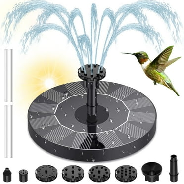 Solar Water Fountain, Upgraded Solar Bird Bath Fountains with 6 Nozzles, Free Standing Floating Solar Powered Water Fountain Pump for Bird Bath, Garden, Pond, Pool and Outdoor