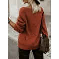 thumbnail image 6 of SHEWIN Women's Pullover Sweater Solid Color Long Sleeve Knitted Jumpers Crewneck Pullovers Tops Petite, 6 of 7
