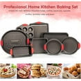 thumbnail image 5 of Moss & Stone 9 Piece Baking Pans Set Non Stick, Oven Safe Baking Sheet Set Carbon Steel Non-Stick PTFE Coating, Bakeware Set With Heat Red Silicone Handles, Black Baking Trays For Oven, 5 of 8