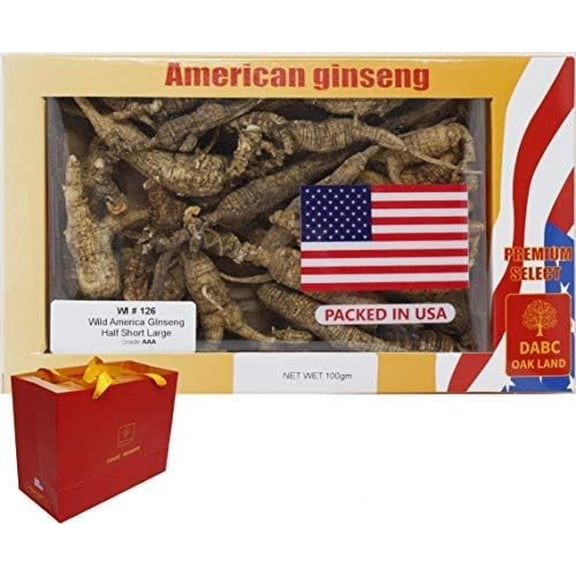 American Wild Ginseng 15~20 Years, Wisconsin Whole Ginseng Root Hand-Selected Cultivated American Wisconsin Ginseng Lager 8OZ Box