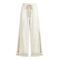 thumbnail image 4 of Wide Leg Pants for Women Flowy Palazzo Drawstring Elastic Waist Trousers with Pockets Casual Home Clothes, 4 of 5