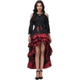 thumbnail image 2 of Pirate Cosplay, Pirate Costume, Pirate Outfit, Pirate Costume Women Outfit With Renaissance Pirate Shirt Skirt Corset Waist Belt Womens Halloween Pirate Costumes-Long Skirt+Top+Waist Waist, Black L, 2 of 5