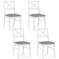 thumbnail image 1 of Gymax Dining Chairs Set of 4 Upholstered Kitchen Side Chairs w/ Rubber Wood Frame White & Grey, 1 of 10