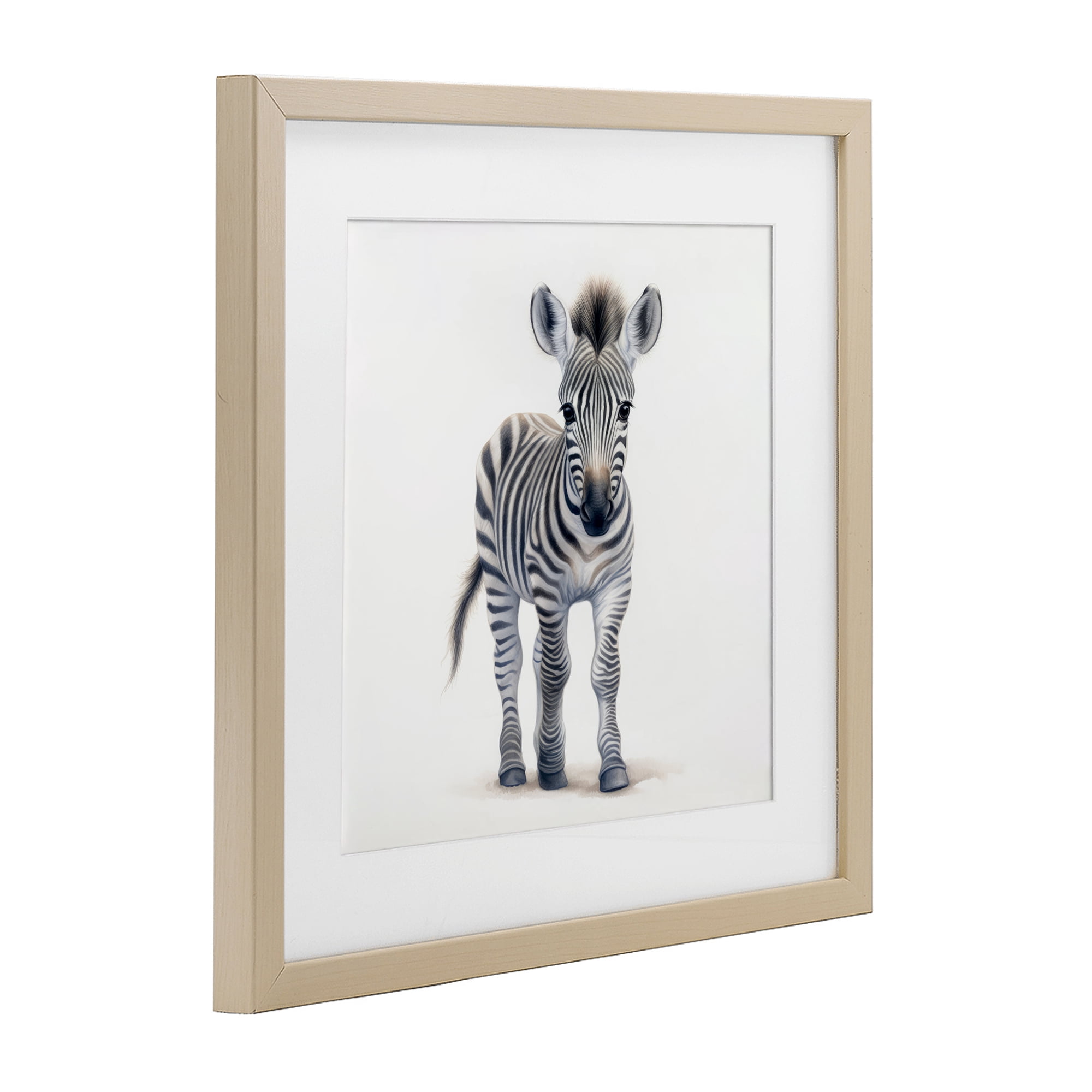 Stupell Industries Friendly Zebra Foal Birch Framed Print Under Glass, design by Ray Powers